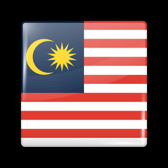 Flag of Malaysia. Glassy Icon Square Shape