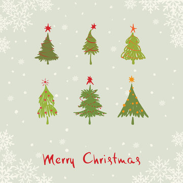Christmas background, postcard -- abstract christmas trees