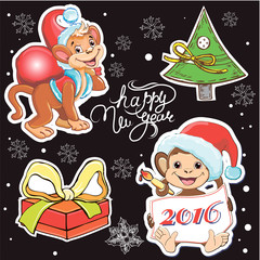 Happy New Year banner with a monkey