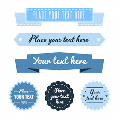 Light and dark blue ribbons vintage vector set