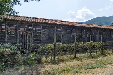 Part of farmyard with authentic ancient hayloft at  Batkun Monastery "St. St. Peter and Paul ", Pazardzhik, Rhodope, 

Bulgaria 