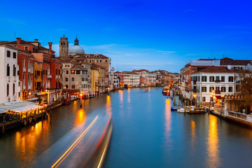 Fototapeta na wymiar Venezia, the Grand Canal at night. Venice, Veneto, Italy.