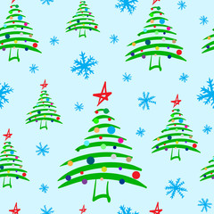 Seamless decorated stylized Christmas tree