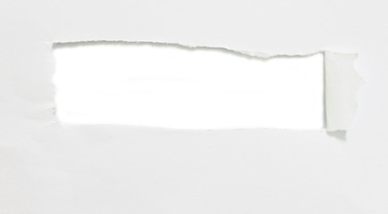 Torn paper on white background.