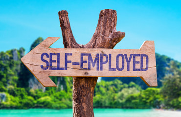 Self-Employed arrow with beach background