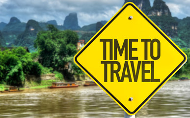 Time To Travel sign with jungle background