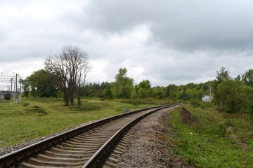 Fototapeta na wymiar The railway line of the Kiev direction of the Moscow railway