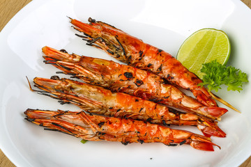 Grilled king prawns