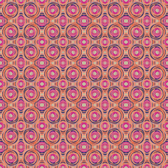 Obraz na płótnie Canvas Seamless colorful ethnic pattern. Hand drawing watercolor circles.