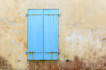 Closed blue shutters
