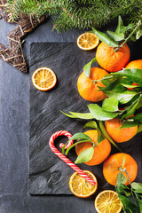 Tangerines in festive decor