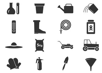 Gardening tools collection - vector silhouette