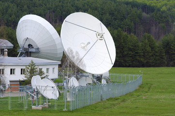Satellite dishes in a countryside