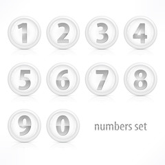 Set of buttons with number on white, illustration
