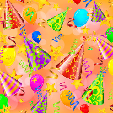 Party decorations on color background, illustration