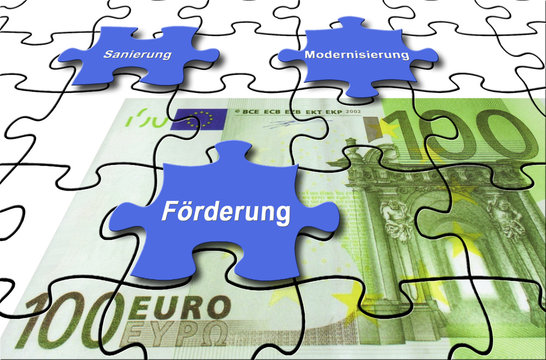 F&ouml;rderung 17 / Puzzle 100-Euro-Schein "F&ouml;rderung, Sanierung, M