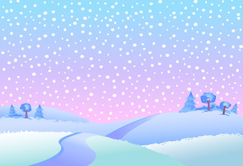 Winter landscape in day. 