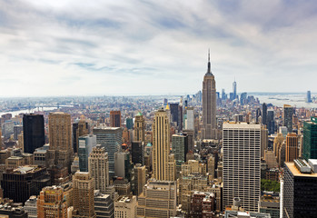 Fototapeta na wymiar New York City Manhattan midtown aerial panorama view with skyscr