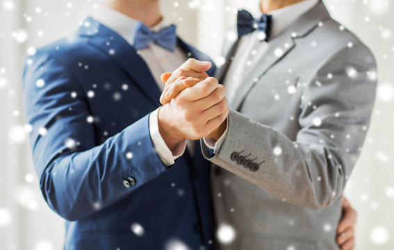 Close Up Of Happy Male Gay Couple Dancing