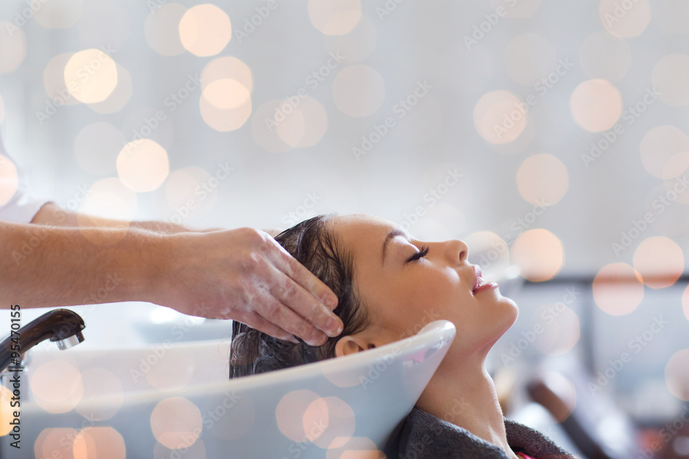 Canvas Prints happy young woman at hair salon