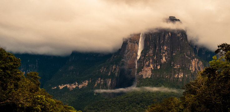 Clouds over Angel falls, Canaima National Park, Gran Sabana,  Venezuela