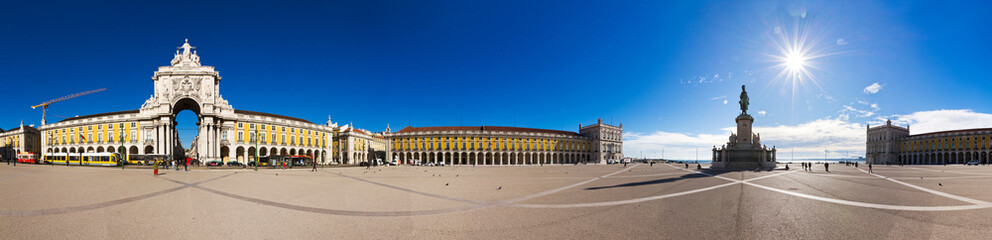Obraz premium 360 panorama of the Commerce Square in Lisbon