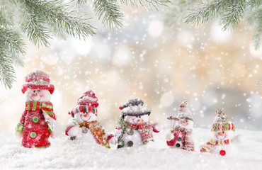 Christmas background with snowman