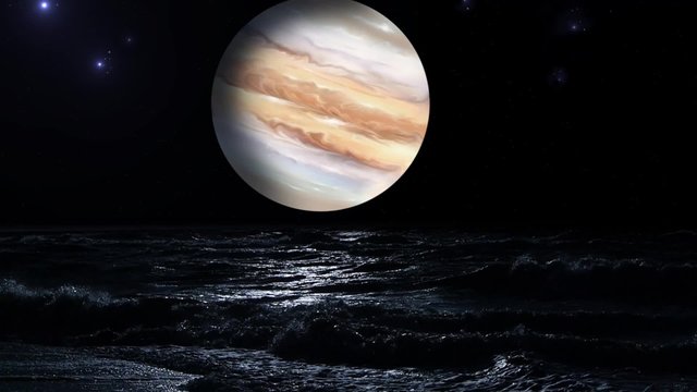 Jupiter over sea night