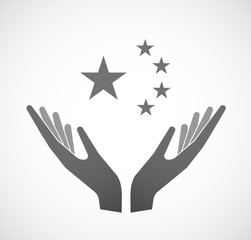 Two vector hands offering  the five stars china flag symbol