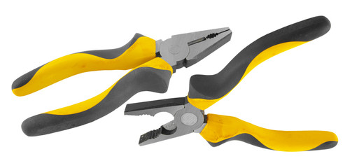 Obraz premium Yellow pliers isolated on the white background