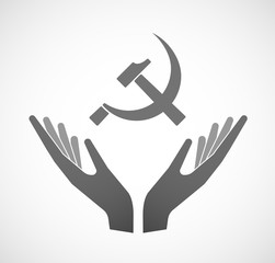 Two vector hands offering  the communist symbol
