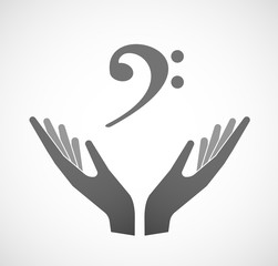 Obraz premium Two vector hands offering an F clef