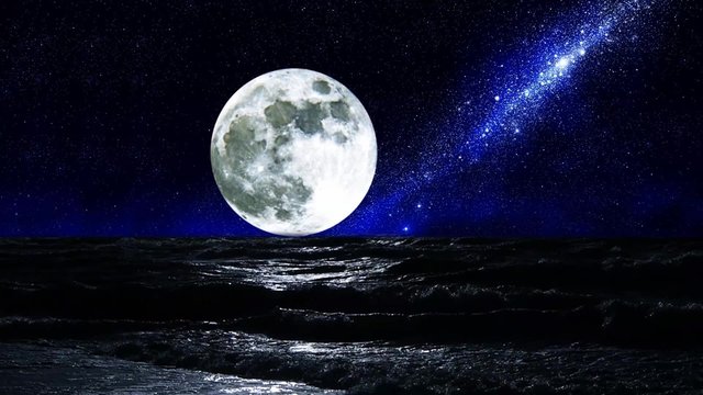 moon over sea night