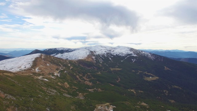 Aerial view of winter Montenegrin Mountains ridge
