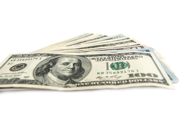 US dollars on the white background