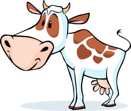 cow character standing isolated on white background - vector illustration