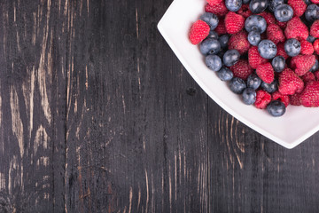 Raspberries with blueberries