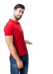 Fototapeta premium chinese man welcome gesture