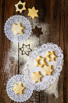 Star shaped Christmas cookies on a table