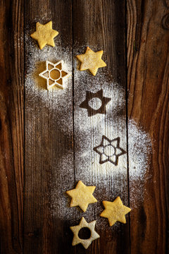 Star shaped Christmas cookies on a table