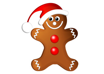Gingerbread man / Lebkuchenm&auml;nnchen als Santa Claus dekoriert