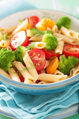 veggie penne pasta with broccoli tomato carrot