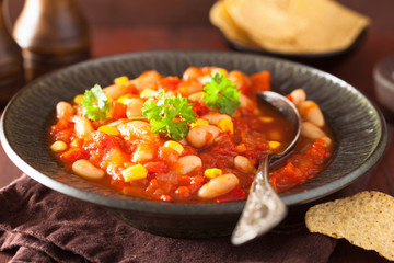 mexican veggie chilli in plate