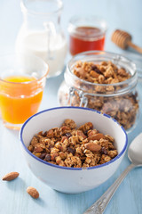 homemade healthy granola in bowl for breakfast