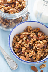 homemade healthy granola in bowl for breakfast