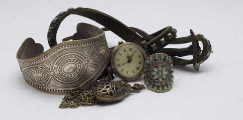 аксессуары в стиле стимпанк, часы, браслет, кольцо, клепки, медь, серебро, викторианский, паровое, движение, ренессанс