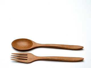 Spoon, fork, wooden