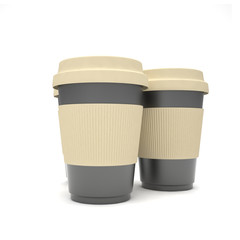 Three paper coffee cups