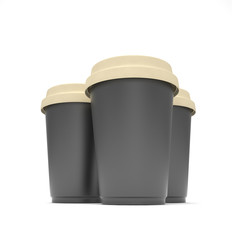 Three paper coffee cups