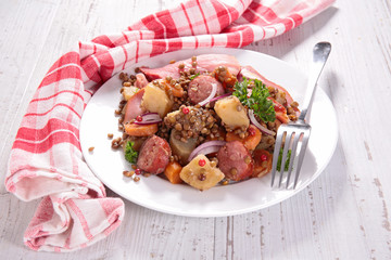 lentils,meat and carrot